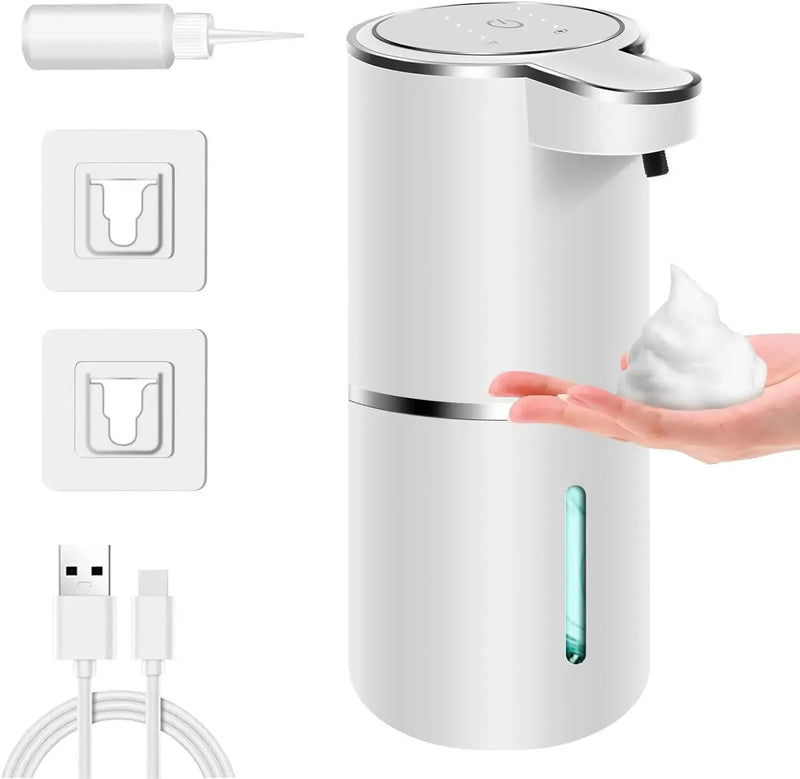 Dispensador de sabão Touchless automático, Espuma Soap Dispenser, USB Recarregável, Elétrico, Espuma Ajustável de 4 Níveis, 380ml