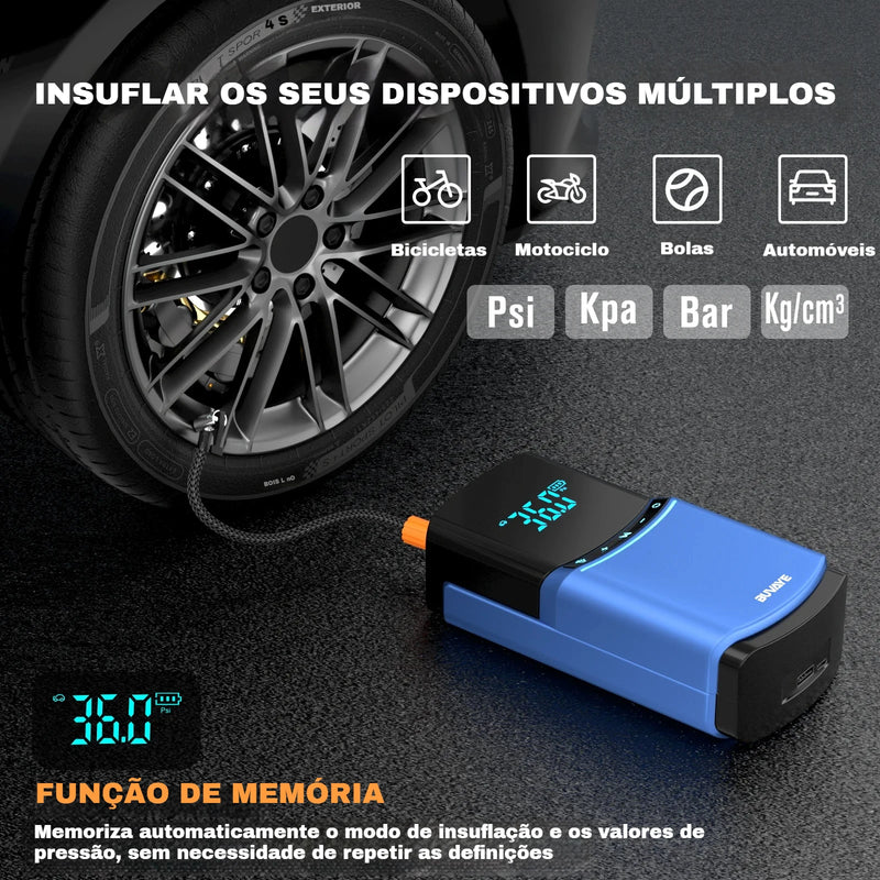 BUVAYE-4 em 1 carro salto starter bomba de ar, 150PSI pneu Compressor, 2000A Starter dispositivo, 10000mAh Power Bank, bomba inflável digital